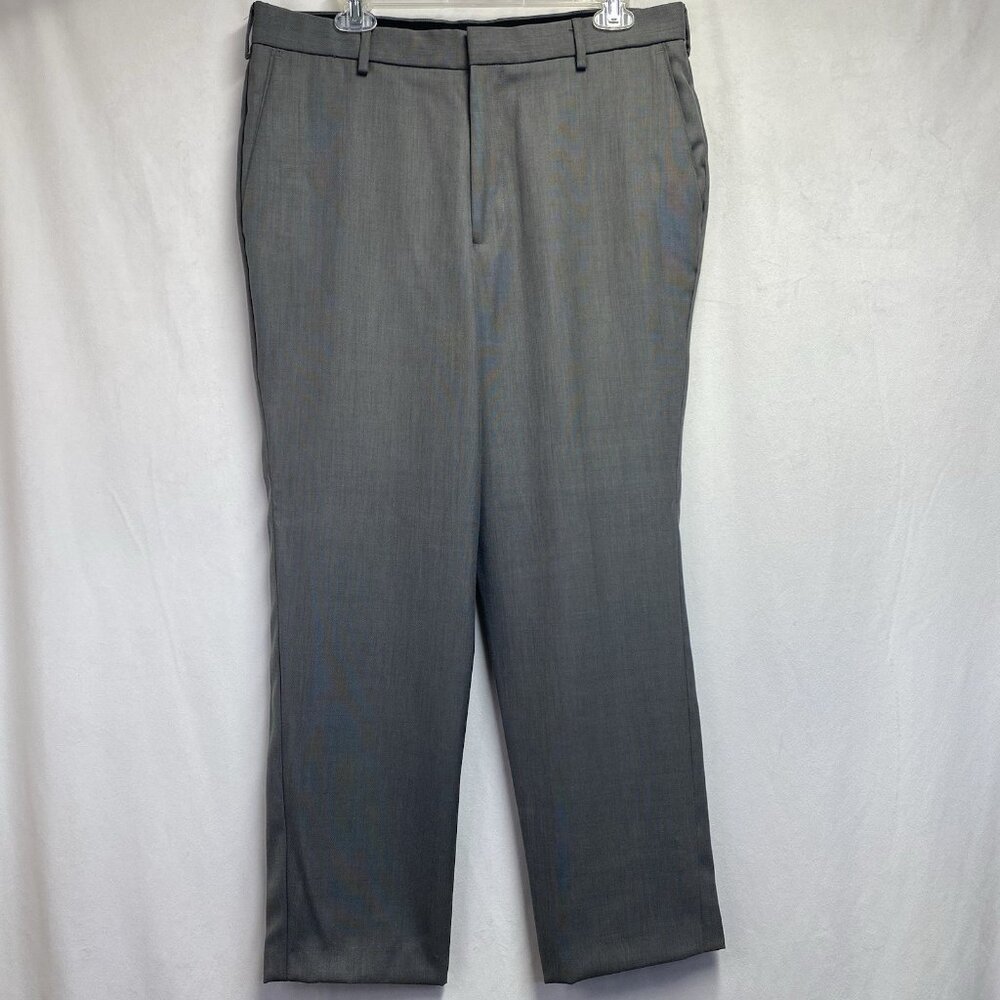 Dockers Premium Flat Front Relaxed Fit Dress Pants Men 34x29 Gray Straight Leg